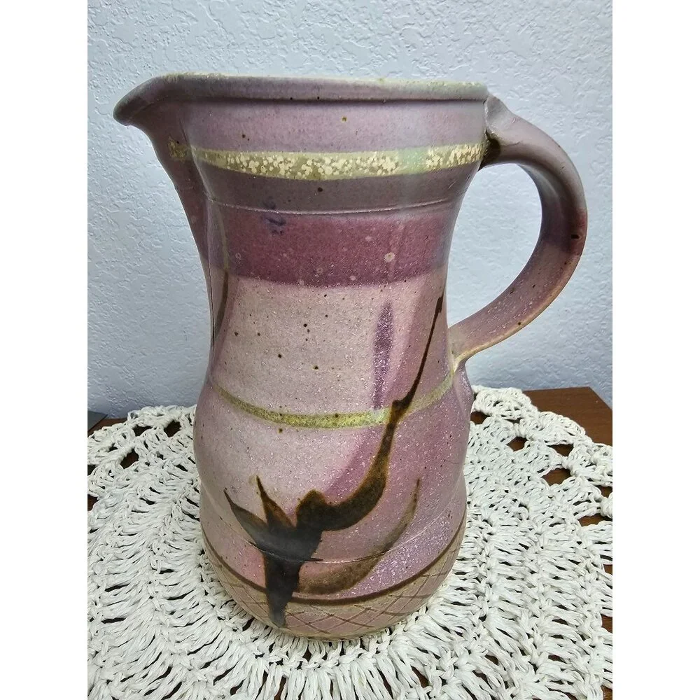Elmer Taylor Studio Art Pottery‎ Pitcher Stoneware ET, 9 inch, serviceable